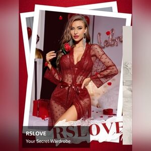 NWT RSLove Lace Robe, Panty, And Bralette Set